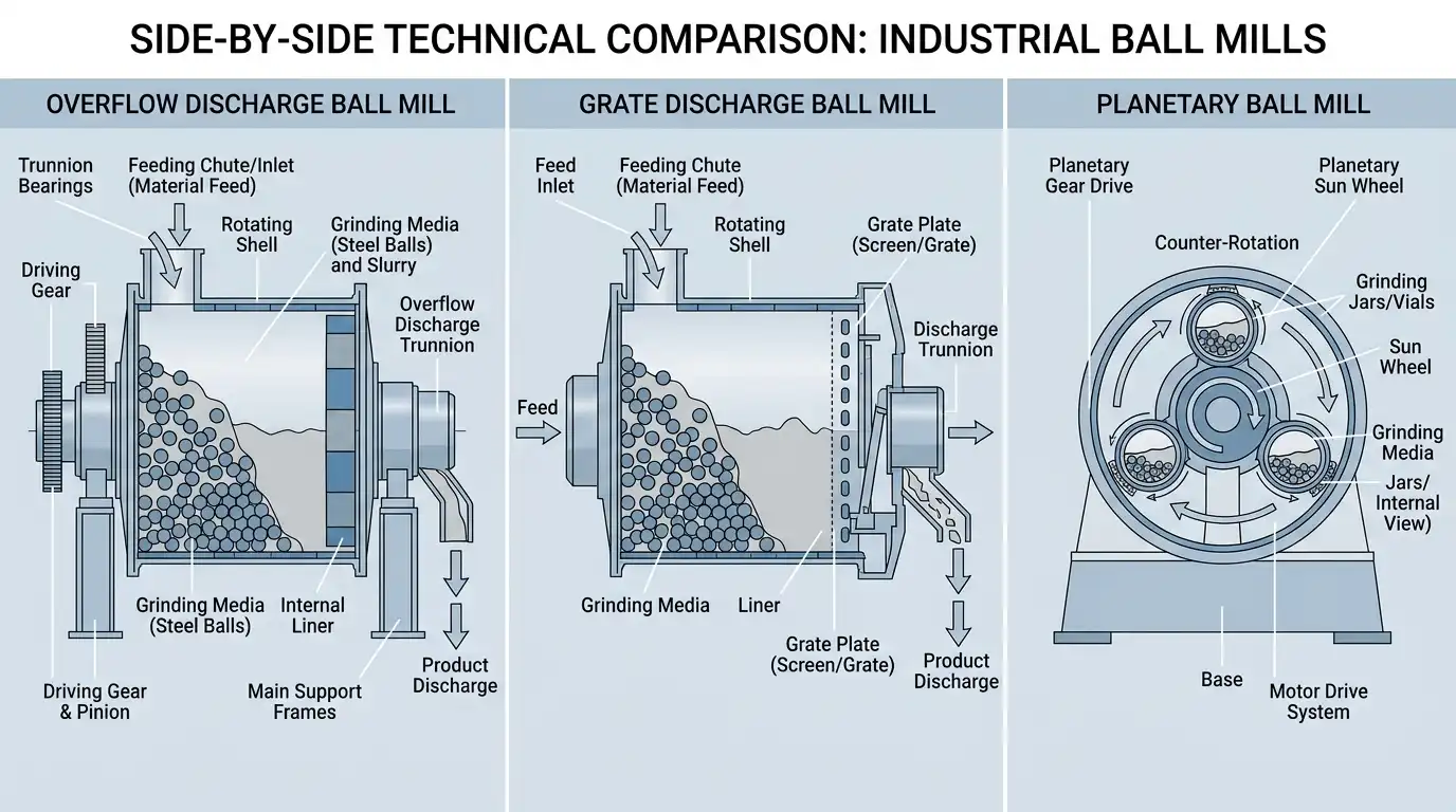three types of industrial ball mills