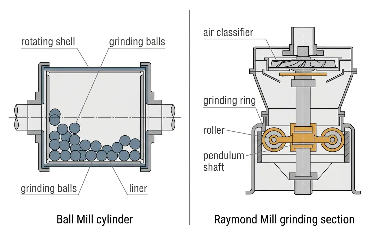 Horizontal ball mill vs Raymond mill