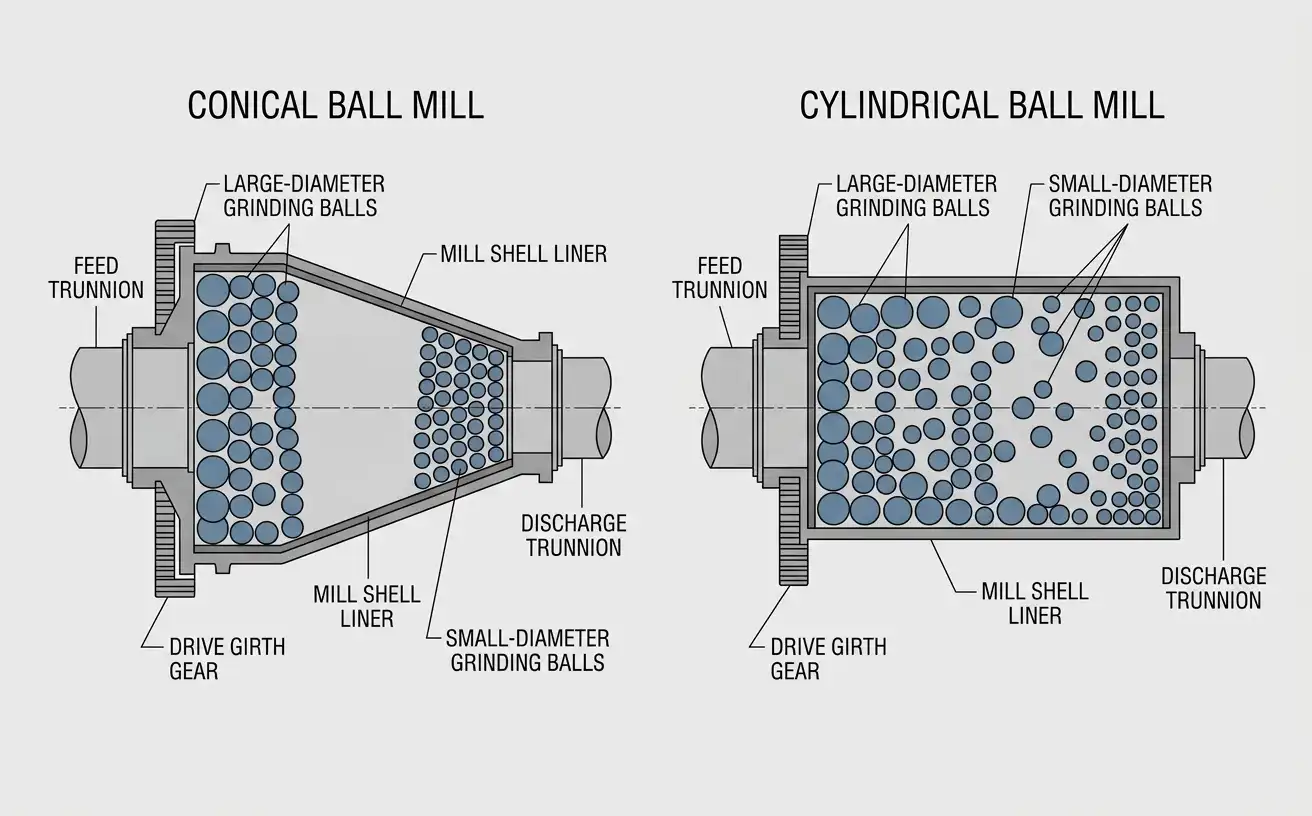 cutaway diagram comparing ball charge distribution