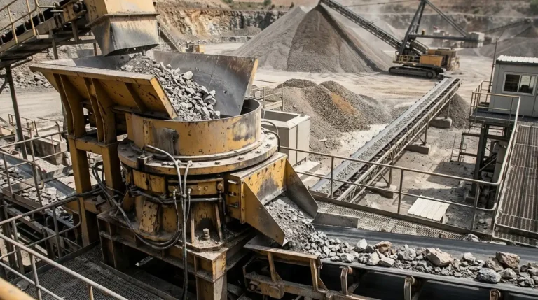 Cone crusher on a secondary crushing line