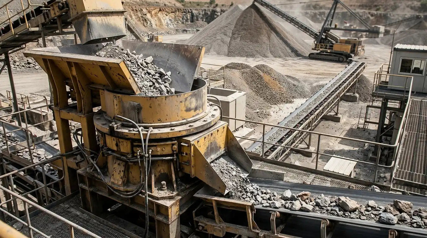 Cone crusher on a secondary crushing line