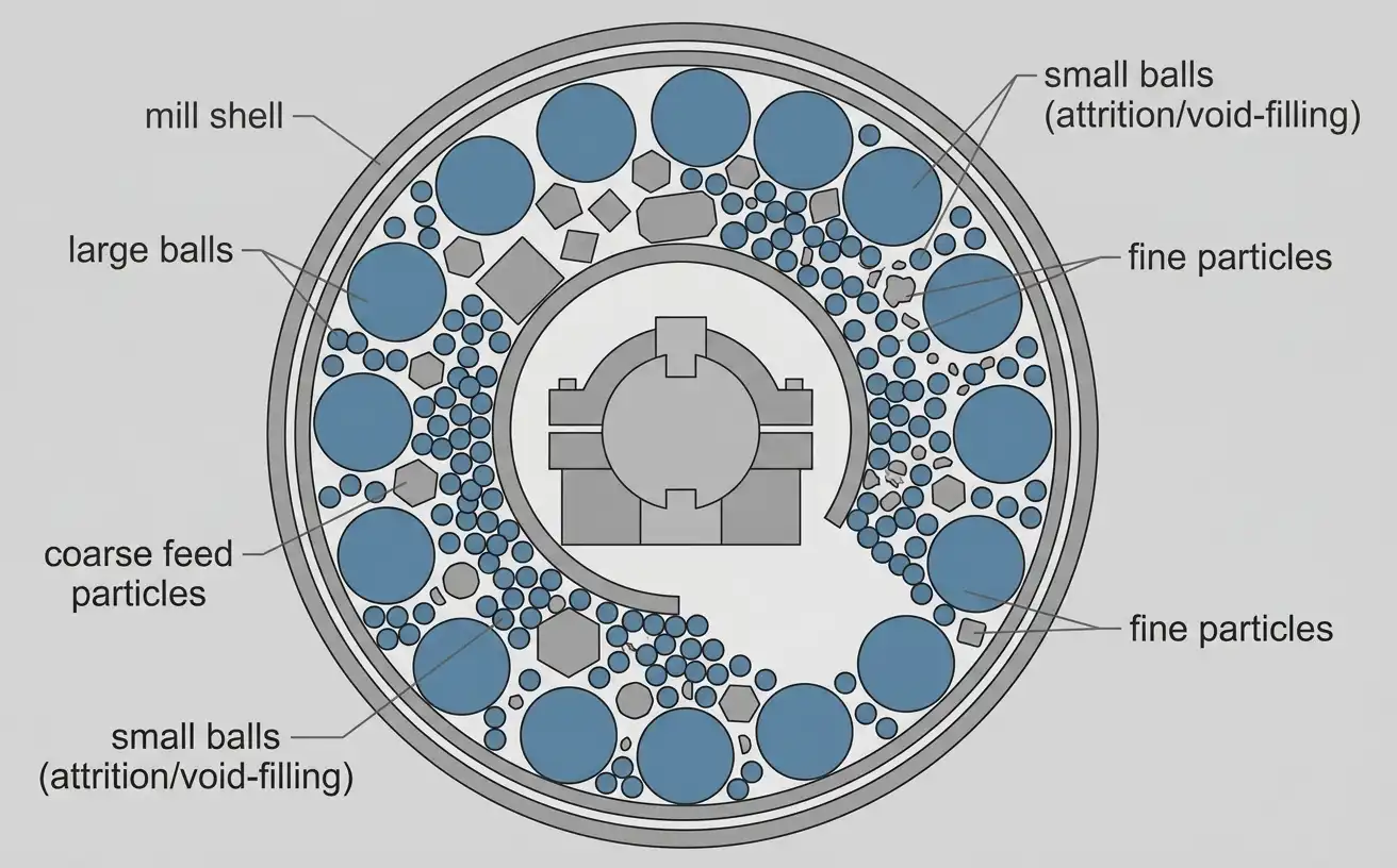 cutaway diagram of a ball mill