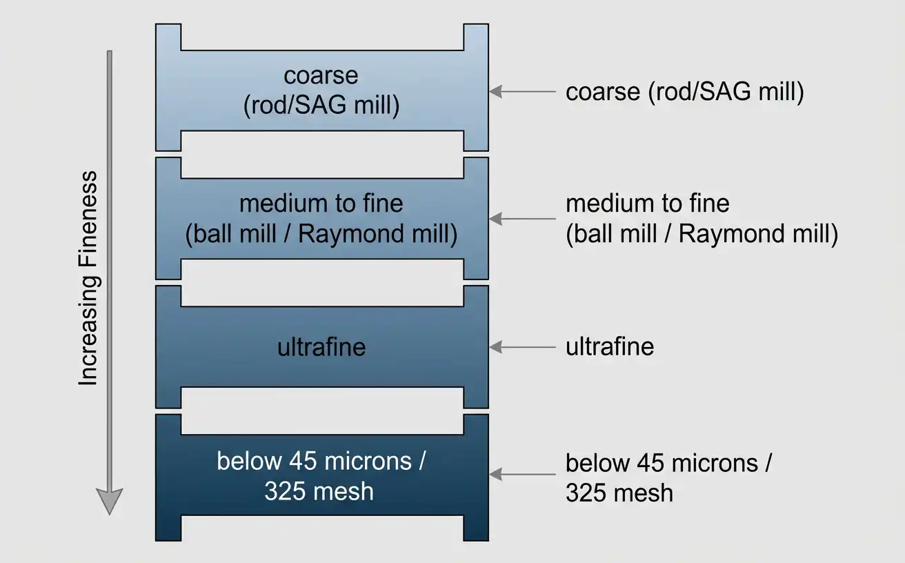 fineness ranges from coarse to ultrafine
