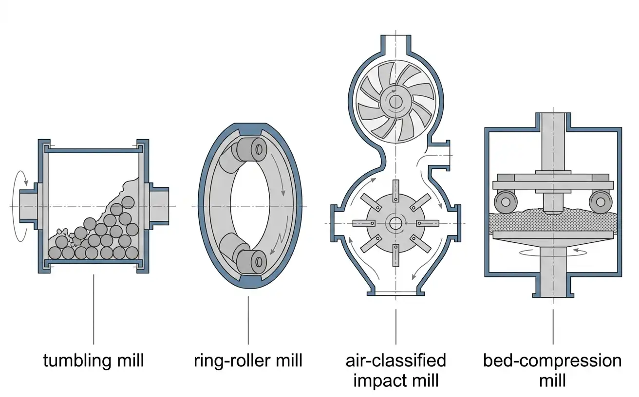 four grinding mechanism families