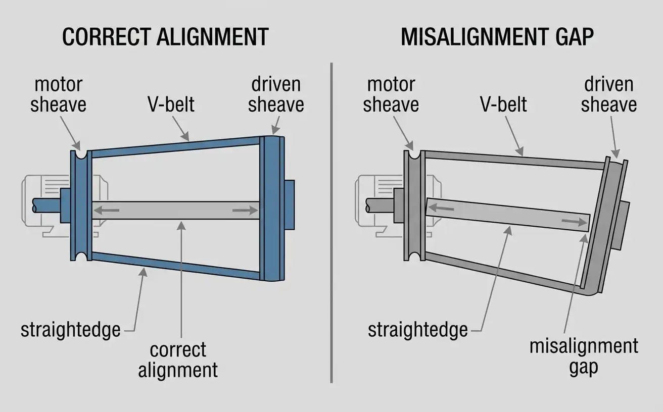 two sheave alignment conditions
