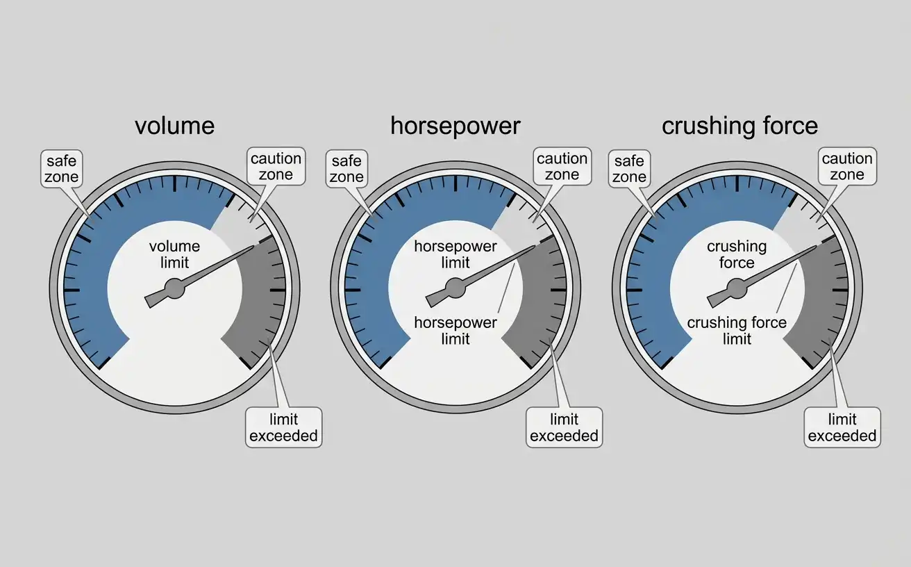 volume horsepower and crushing force