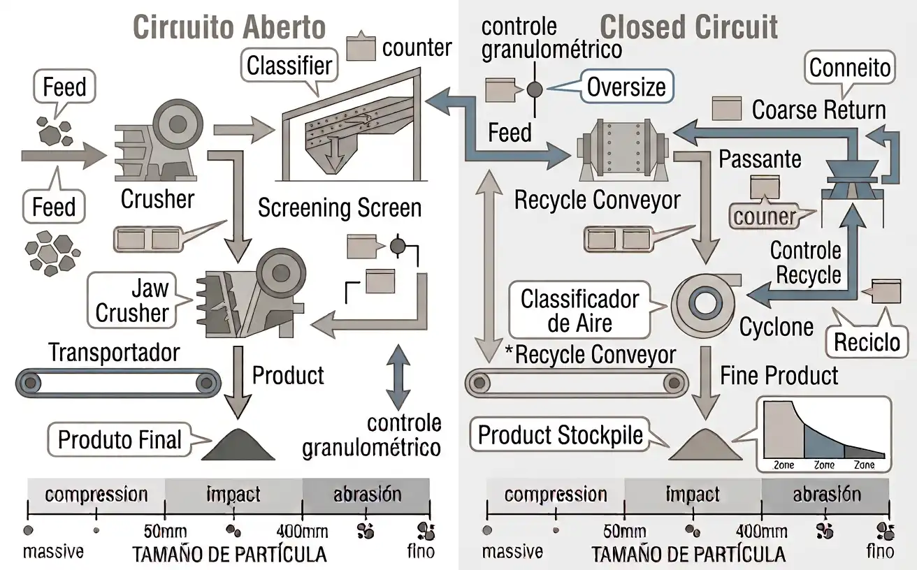 Screen and classifier control points separating coarse recycle from finished product