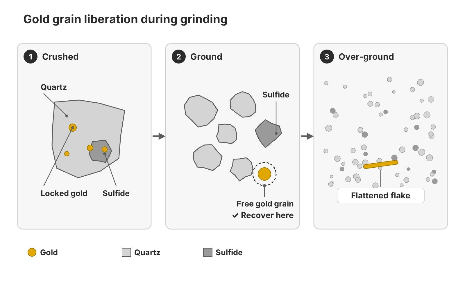 Gold grain liberation during grinding