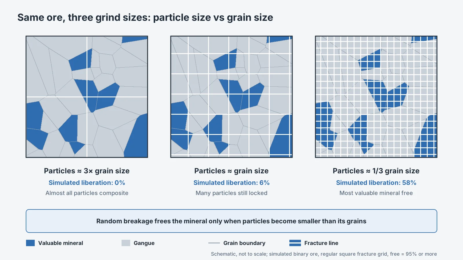Particle size compared with mineral grain size